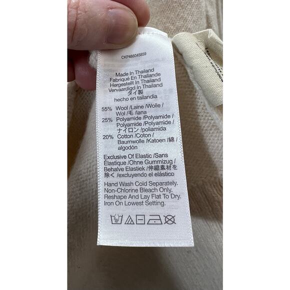 Madewell Women's Wool Blend Sweater Size S Cream Green Varsity Tenniscore Preppy - Picture 4 of 6